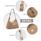 Miss Lulu Lightweight Chic Mesh Casual Shoulder Bag With Protective PU Accents - Khaki