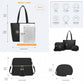 Miss Lulu 3 Piece Leather Look Tote Bag Set - Black