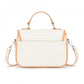Miss Lulu Practical Quilted PU Leather Crossbody Handbag with Secure Lock and Everyday Storage - Beige