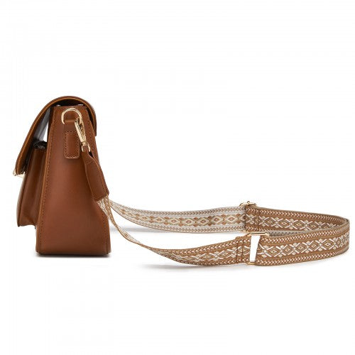 Miss Lulu Chic Fashion PU Crossbody Shoulder Bag with Detachable Woven Strap for Women