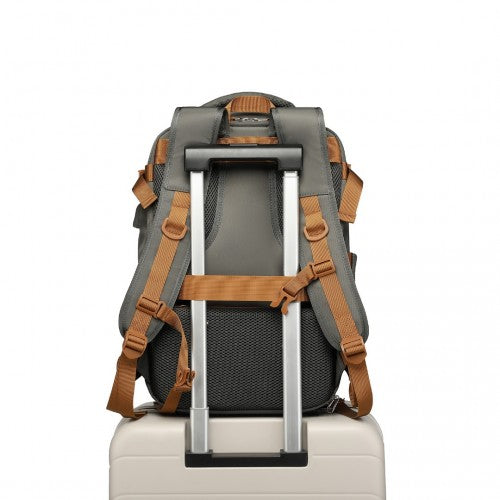 Water-Resistant Functional Backpack With Shoe Compartment And USB Charing Port - Grey
