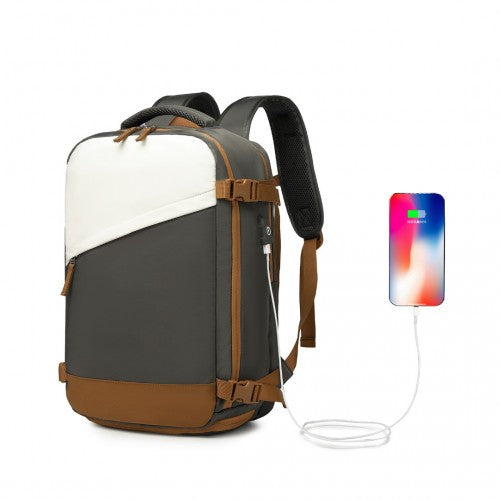 Water-Resistant Functional Backpack With Shoe Compartment And USB Charing Port - Grey