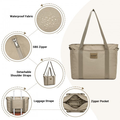Kono Comfortable and Easy-Carry Large-Capacity Travel Tote with Laptop Sleeve, Trolley Sleeve and Crossbody Strap