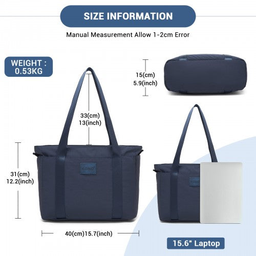 Kono Comfortable and Easy-Carry Large-Capacity Travel Tote with Laptop Sleeve, Trolley Sleeve and Crossbody Strap