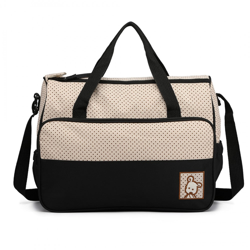 Miss Lulu Polyester 5 Pcs Set Maternity Baby Changing Bag Dot - Black