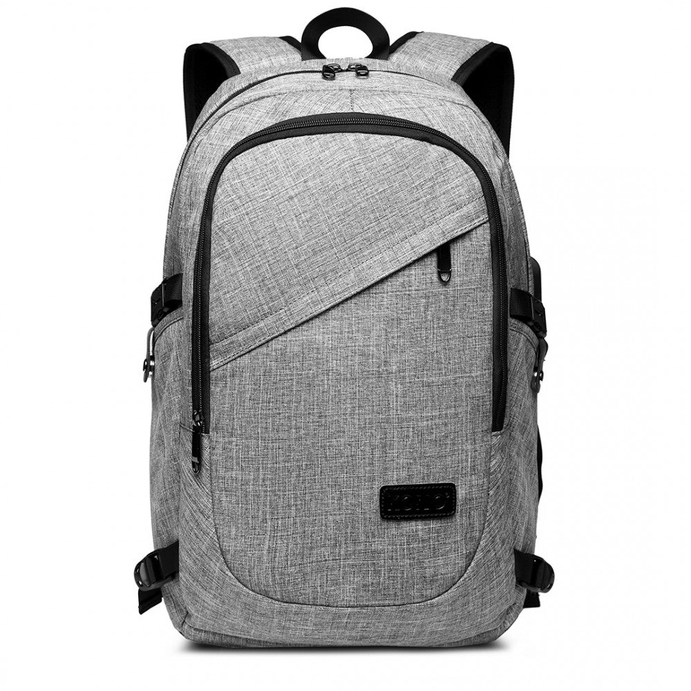 Kono Business Laptop Backpack With USB Charging Port - Grey