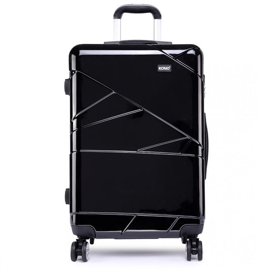 Kono Bandage Effect Hard Shell Suitcase 20 Inch Luggage Set Black