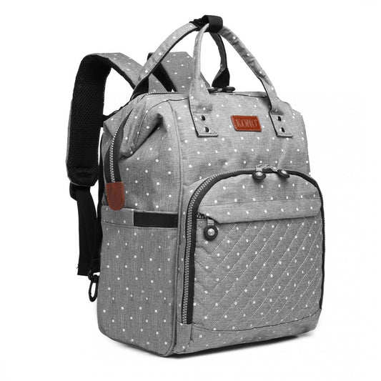 Kono Wide Open Designed Baby Diaper Changing Backpack Dot - Grey