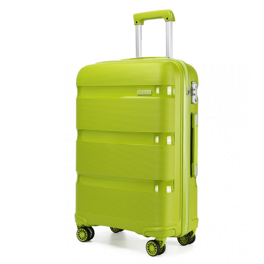 Kono 20 Inch Bright Hard Shell PP Suitcase - Classic Collection - Green