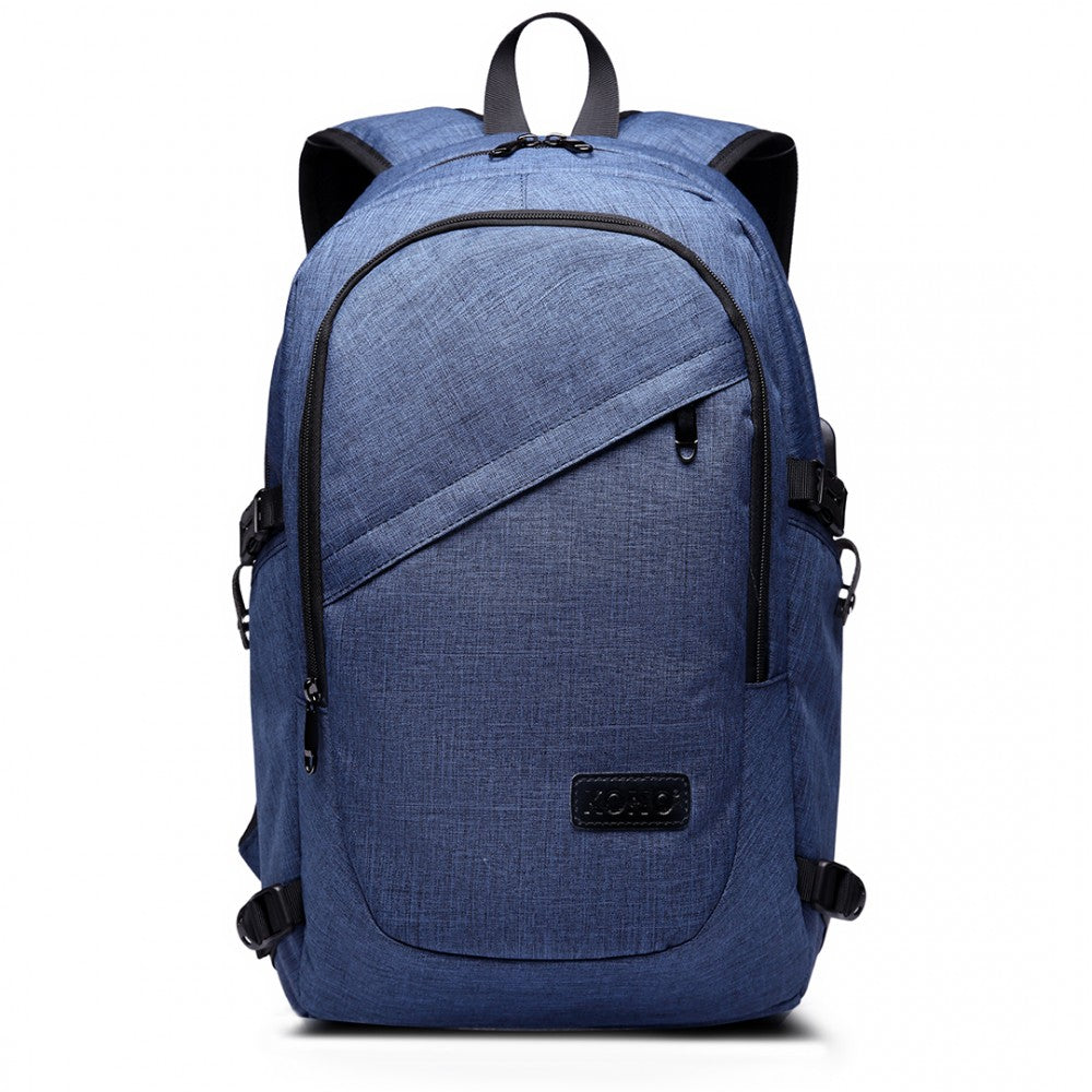 Kono Business Laptop Backpack With USB Charging Port - Navy Blue