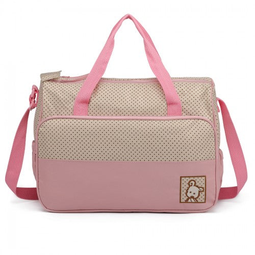 Miss Lulu Polyester 5 Pcs Set Maternity Baby Changing Bag Dot - Pink