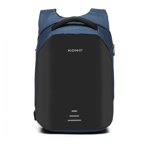 Kono Reflective USB Charging Interface Backpack - Navy