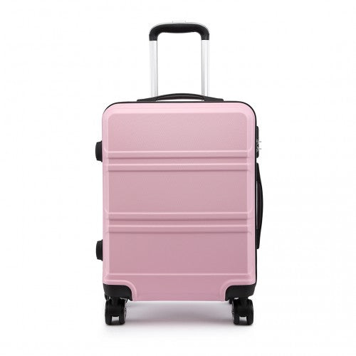 Kono ABS Sculpted Horizontal Design 28 Inch Suitcase - Pink