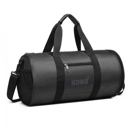 Kono Polyester Barrel Duffle Gym/Sports Bag - Grey