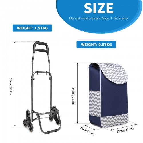 Kono 6 Wheel Push Shopping Trolley - Navy