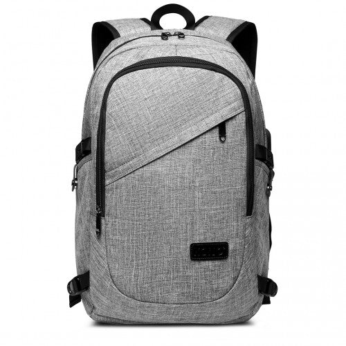 Kono Business Laptop Backpack With USB Charging Port - Grey