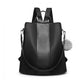 Miss Lulu Two Way Backpack Shoulder Bag With Pom Pom Pendant - Black