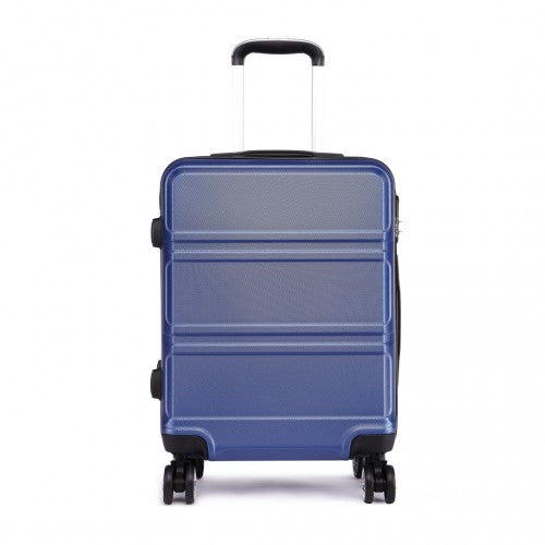 Kono ABS Sculpted Horizontal Design 28 Inch Suitcase - Navy Blue