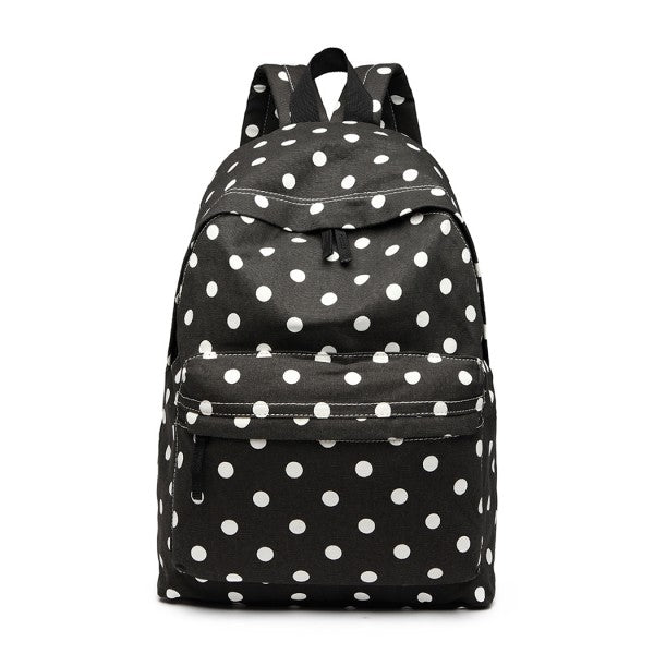 Miss Lulu Large Backpack Polka Dot Black