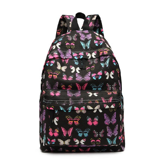 Miss Lulu Large Backpack Butterfly Black