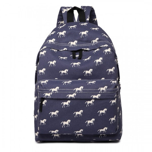 Miss Lulu Large Backpack Horse Navy