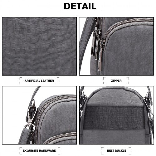 Kono Compact Multi Compartment Cross Body Bag - Grey