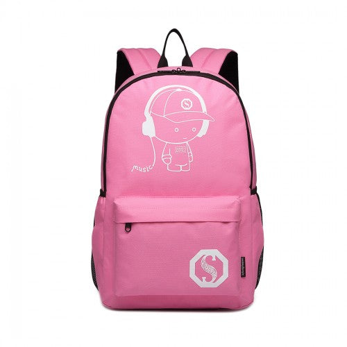 Kono Multi Functional Glow In The Dark Backpack Trolley - Pink