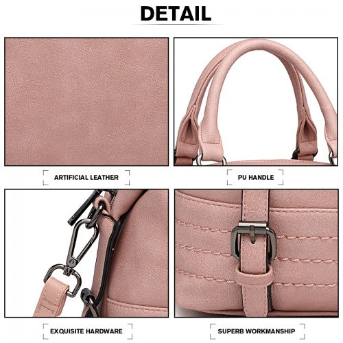 Miss Lulu Leather Look Shoulder Bag - Pink