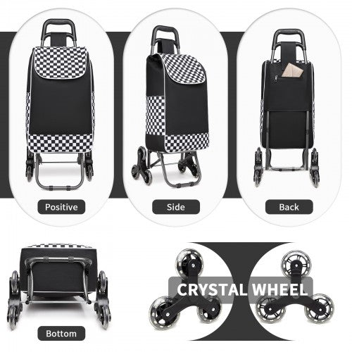 Kono 6 Wheel Push Shopping Trolley - Black