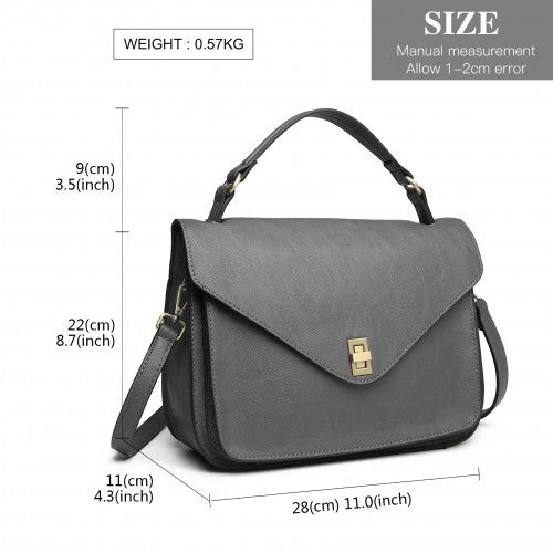 Miss Lulu Functional Satchel Handbag - Grey