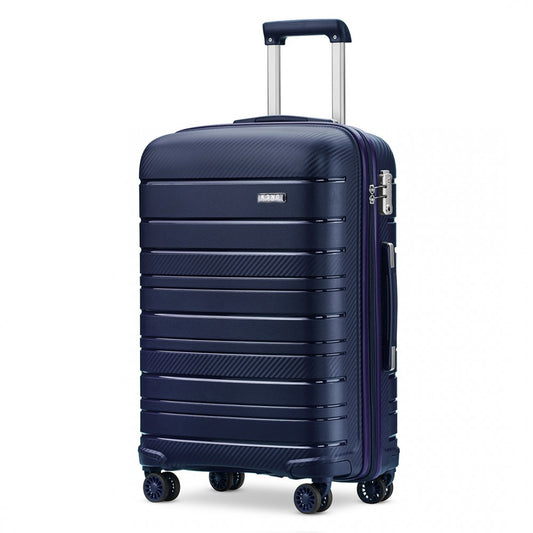 Kono 20 Inch Multi Texture Hard Shell PP Suitcase - Classic Collection - Navy