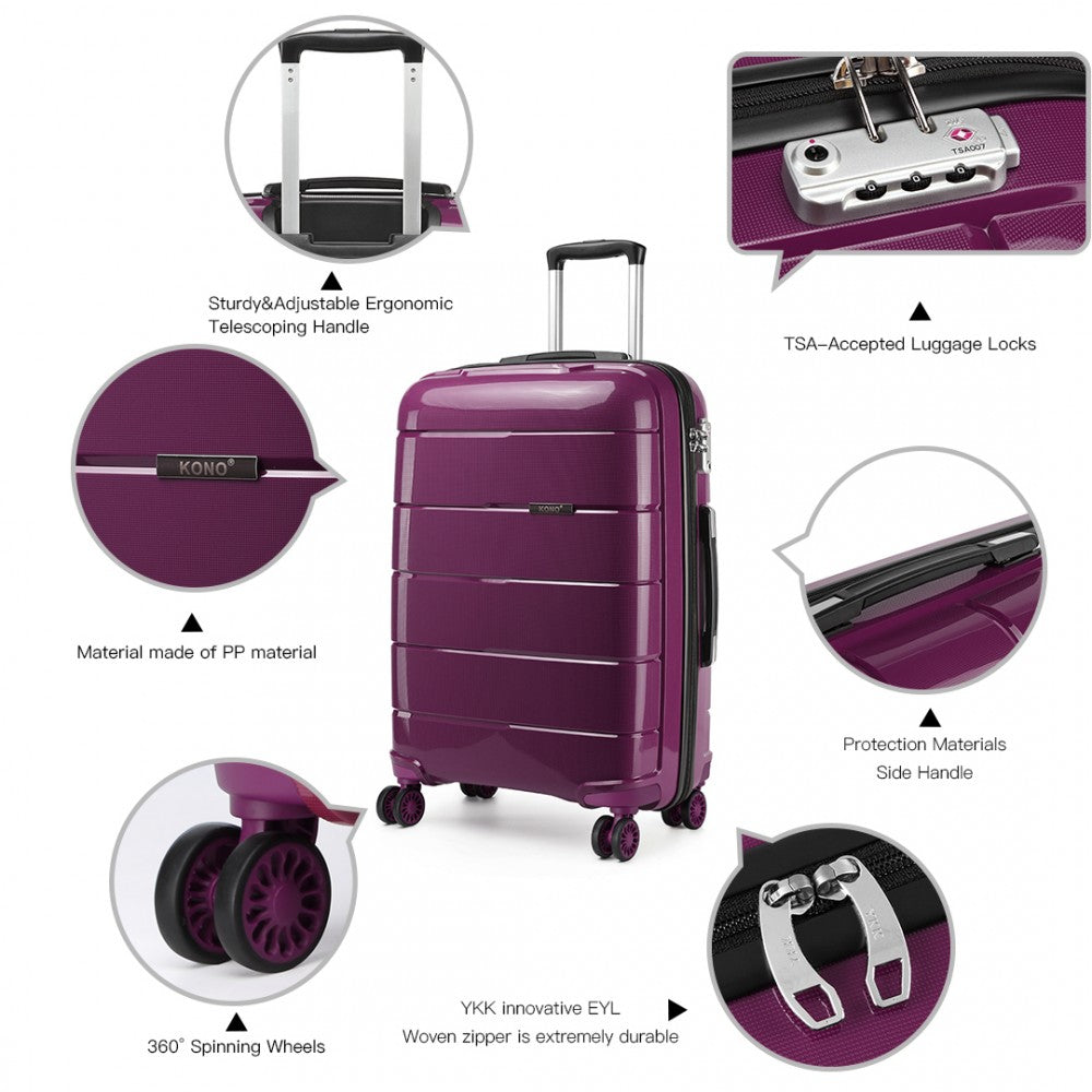 Kono 28 Inch Hard Shell PP Suitcase - Purple