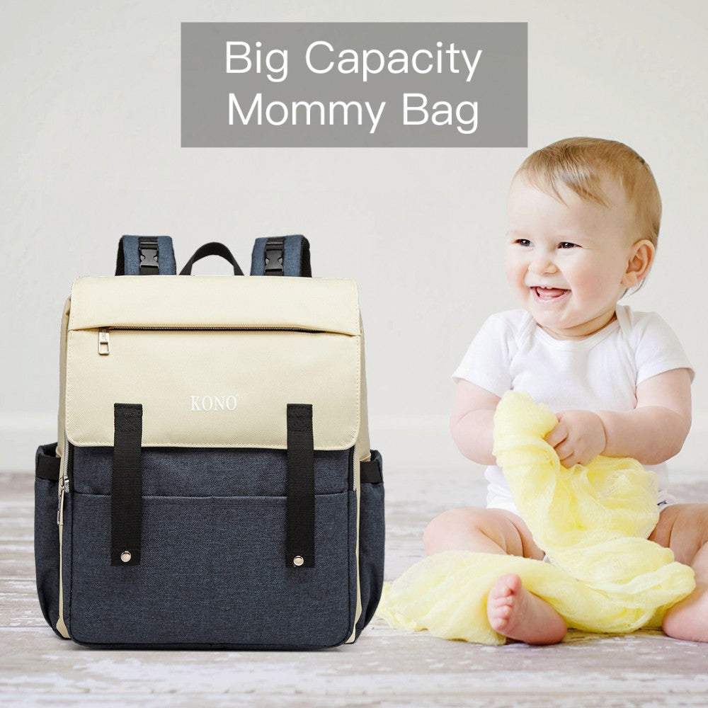 Kono Multi Compartment Baby Changing Backpack With USB Connectivity - Navy