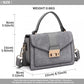 Miss Lulu Matte Leather Midi Handbag - Grey
