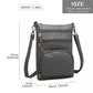 Miss Lulu Multi Pocket Leather Look RFID-Blocking Cross Body Bag - Grey