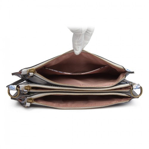 Miss Lulu Canvas With Pompom Pendant Handbag Shoulder Bag - Grey
