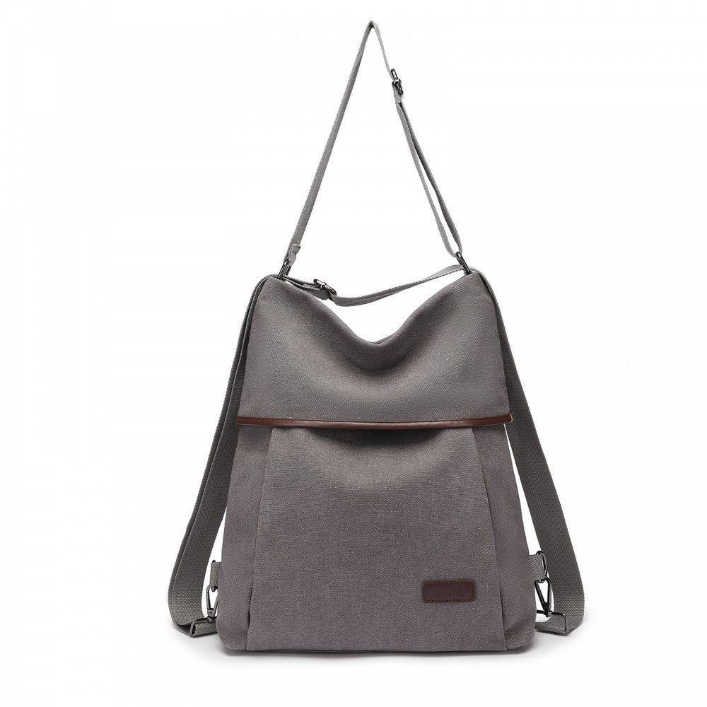 Kono Two Way Canvas Shoulder Bag Backpack - Grey