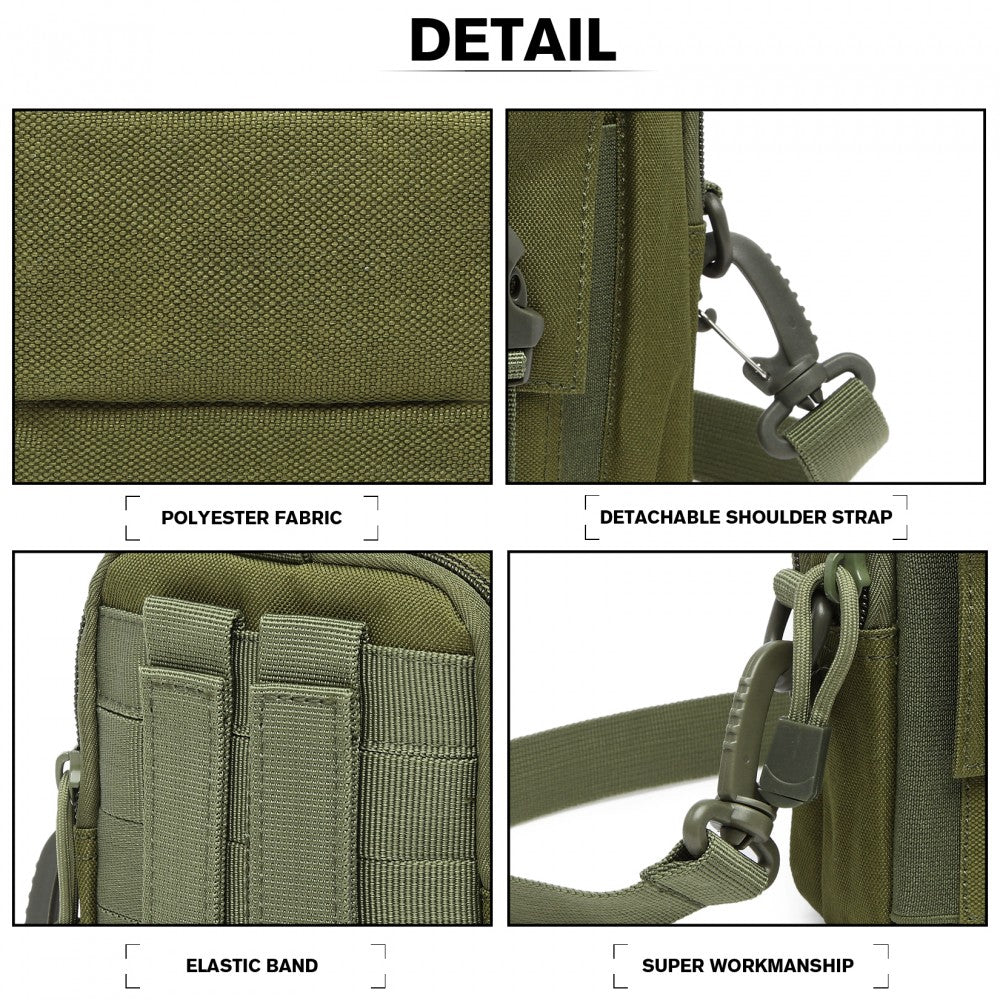 Kono Casual Small Canvas Cross Body Bag - Green