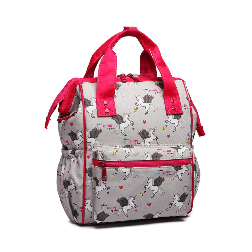 Miss Lulu Child's Unicorn Backpack With Pencil Case - Grey