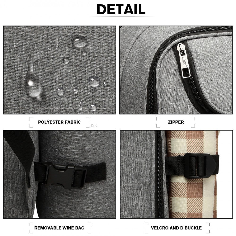 Kono Canvas Picnic Backpack - Grey