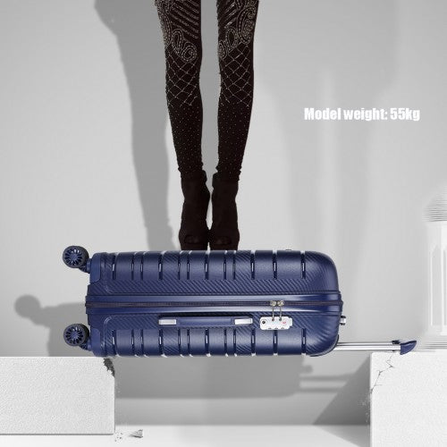 Kono 20 Inch Multi Texture Hard Shell PP Suitcase - Classic Collection - Navy