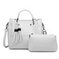 Miss Lulu Leather Look 2 In 1 Bucket Handbag - Beige