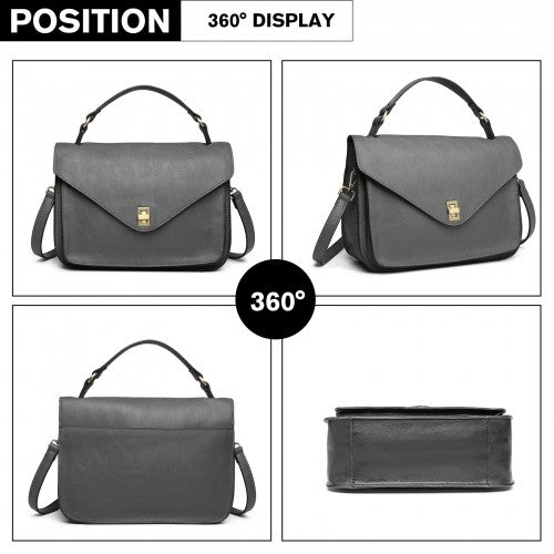 Miss Lulu Functional Satchel Handbag - Grey