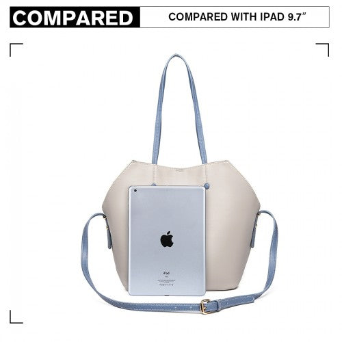 Miss Lulu 2 Piece Multi-Way Shoulder Tote Bag - Grey