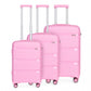 Kono Bright Hard Shell PP Suitcase 3 Pieces Set - Classic Collection - Pink