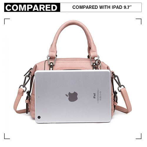 Miss Lulu Leather Look Shoulder Bag - Pink