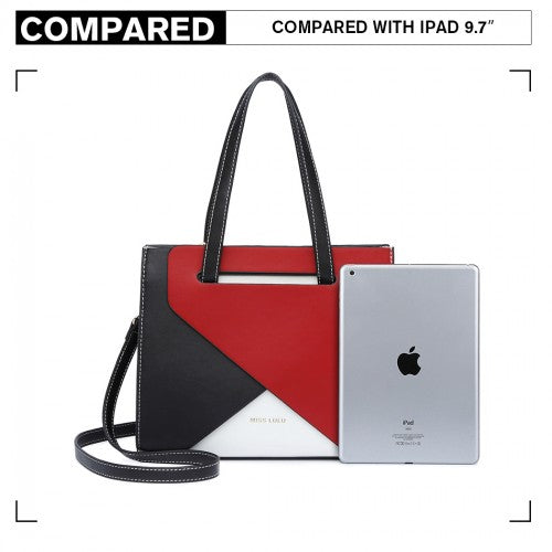 Miss Lulu Contrast Panel Shoulder Bag - Red