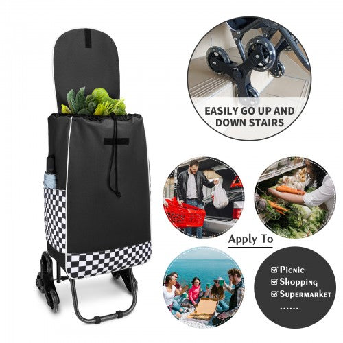 Kono 6 Wheel Push Shopping Trolley - Black