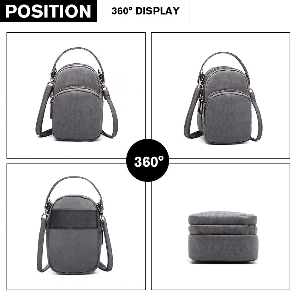 Kono Compact Multi Compartment Cross Body Bag - Grey