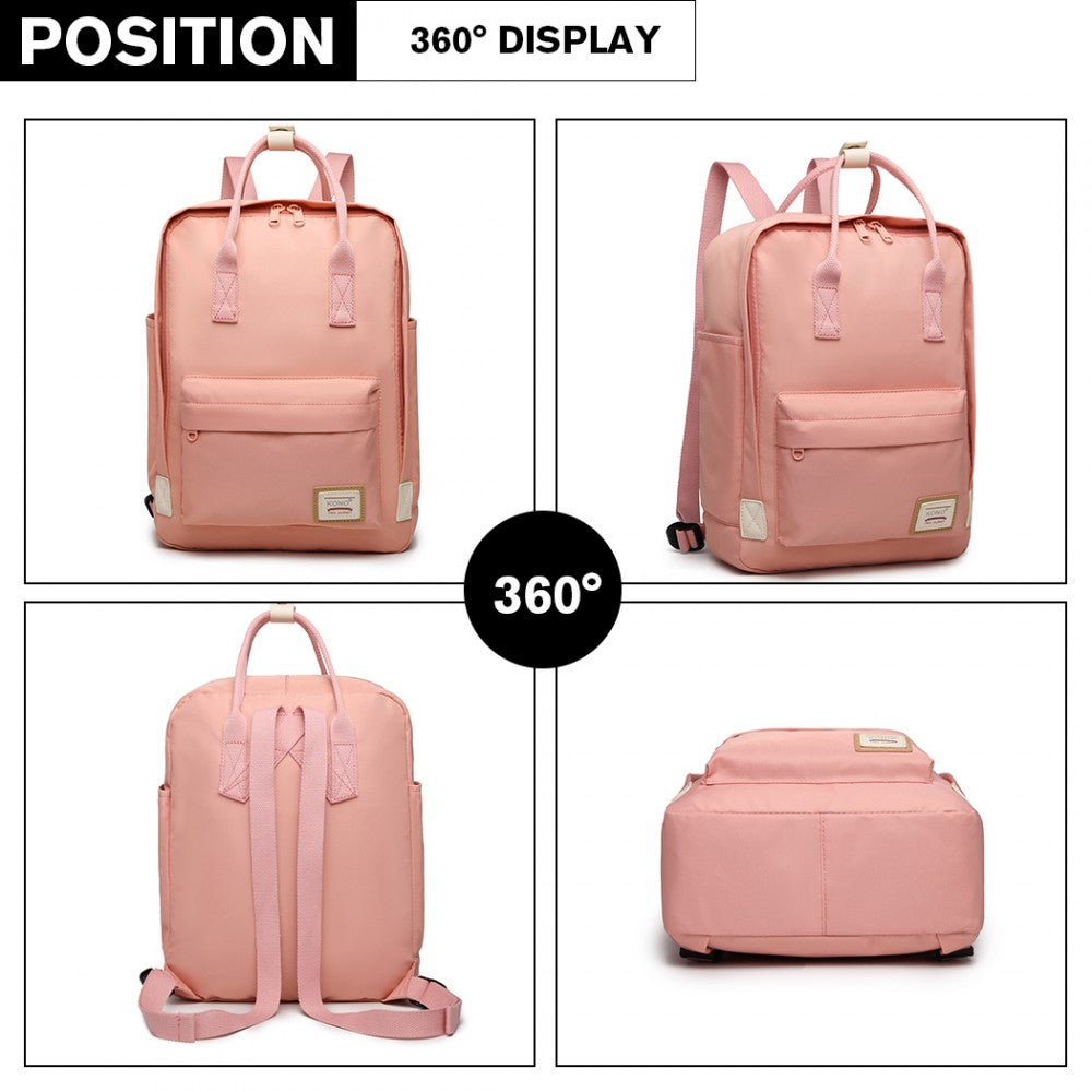 Kono Large Polyester Laptop Backpack - Pink